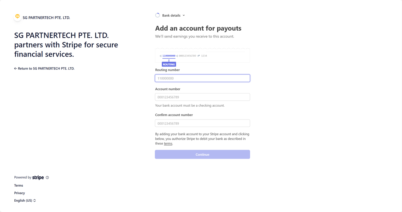 Stripe Payout Account